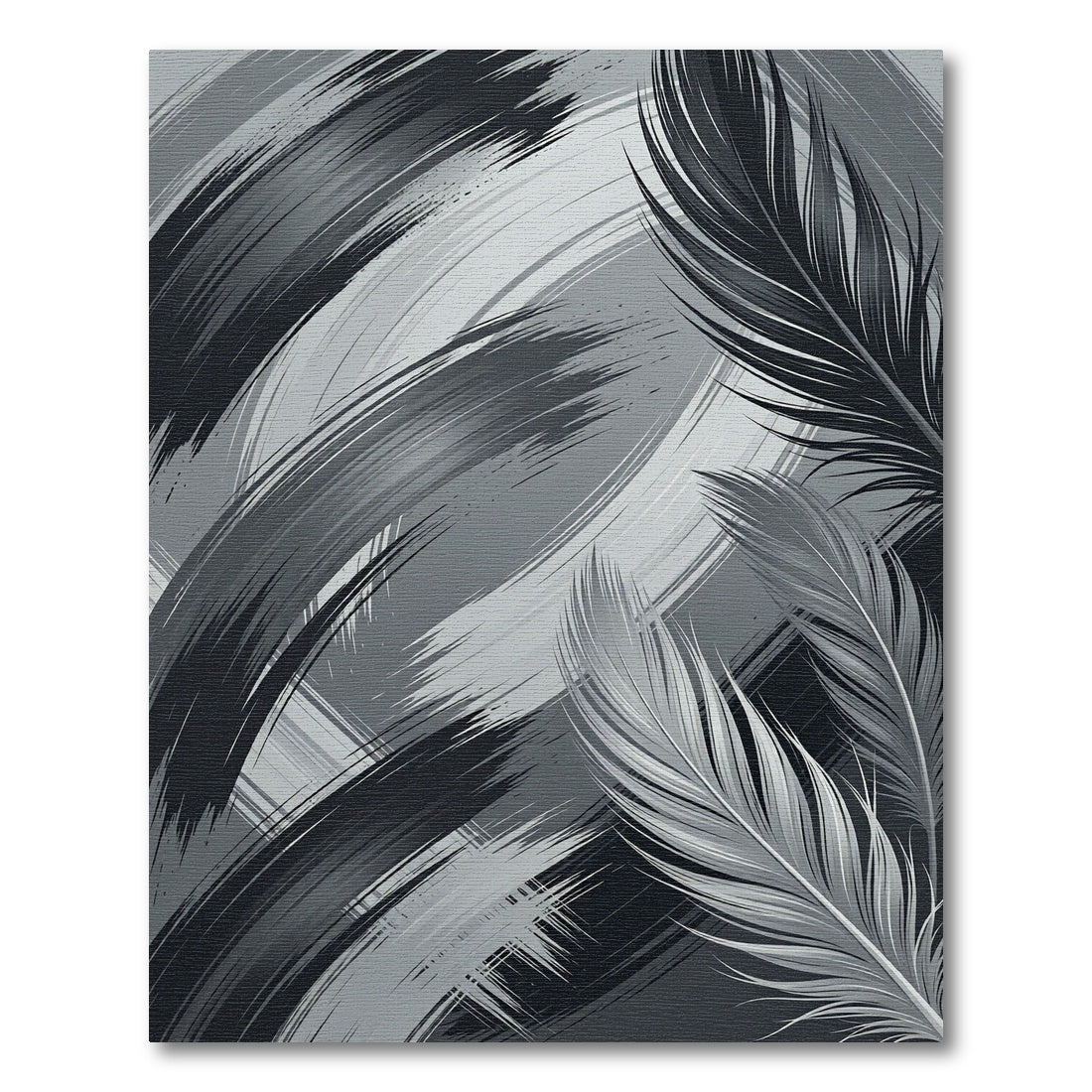 Drawn Feather Abstract Gray Rug