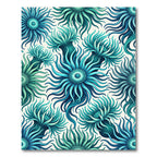 Teal Marine Anemone Radiating Floral Ocean Rug