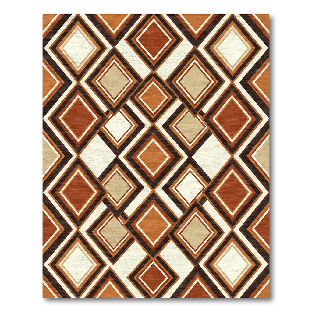 Midcentury Modern Terracotta Geometric Diamond Rug