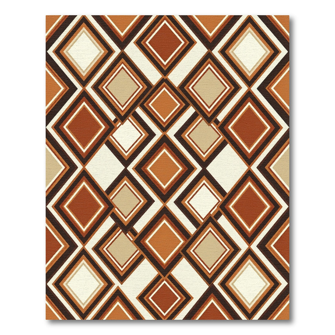Midcentury Modern Terracotta Geometric Diamond Rug
