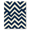 Navy And Ivory Modern Chevron Lines Rug