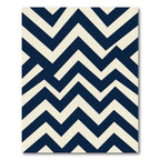 Navy And Ivory Modern Chevron Lines Rug