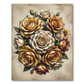 Vintage Distressed Golden Rose Bouquet Rug