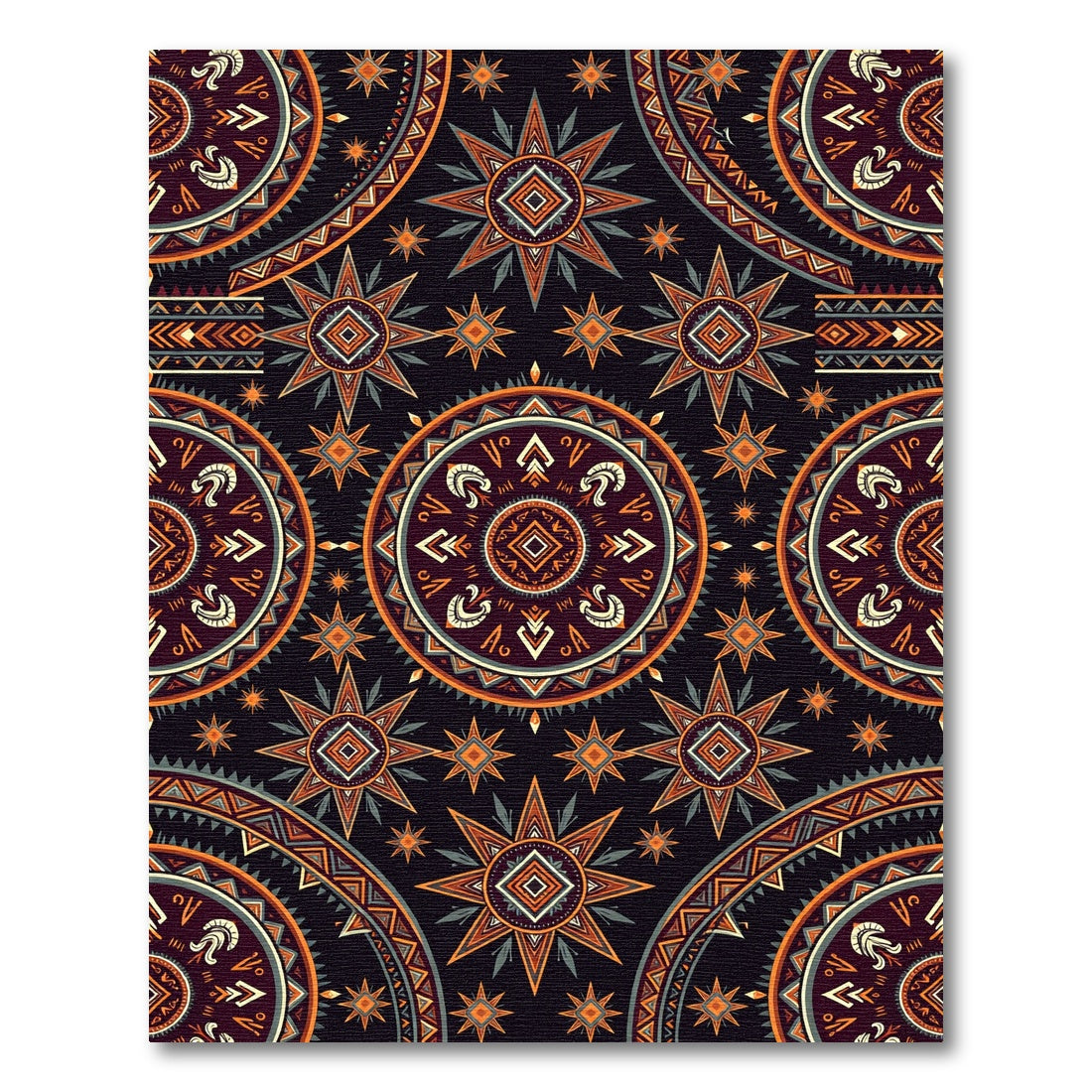 Bold Geometric Sunburst Earth Tone Tapestry Rug