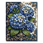 Ornate Blue Hydrangea Floral Arrangement Rug