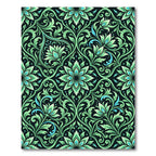 Emerald Green Floral Scrollwork Rug