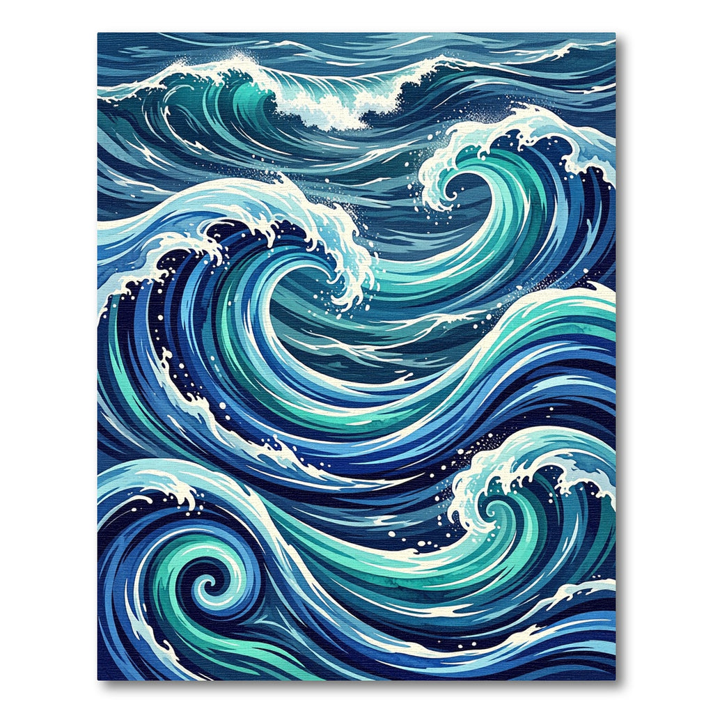 Deep Blue Ocean Waves Swirl Rug