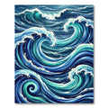 Deep Blue Ocean Waves Swirl Rug