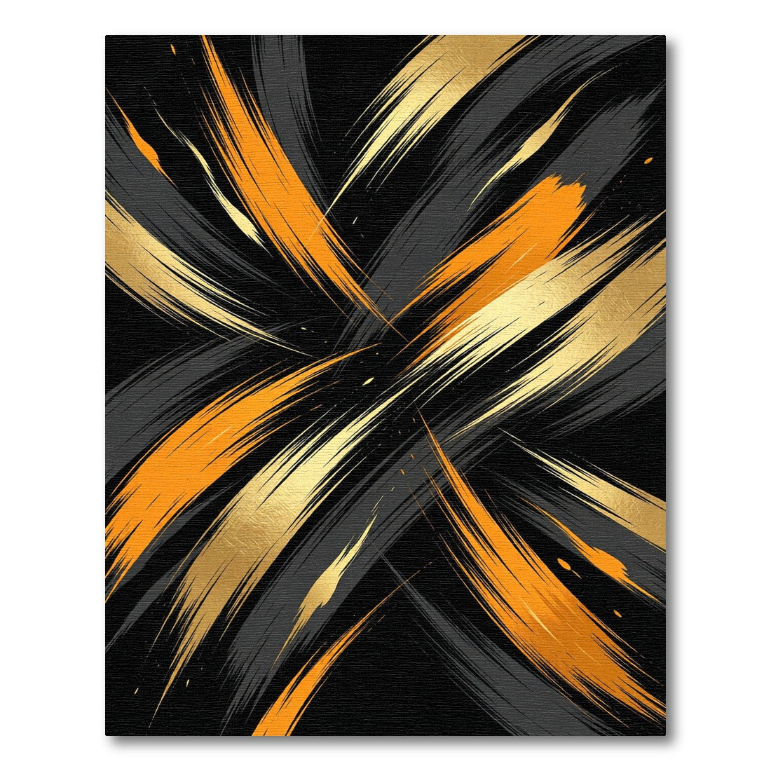 Vibrant Orange Gold Brush Stroke Rug