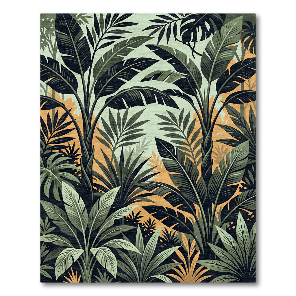 Lush Tropical Foliage Green Gold Banana Leaf Rug