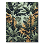 Lush Tropical Foliage Green Gold Banana Leaf Rug
