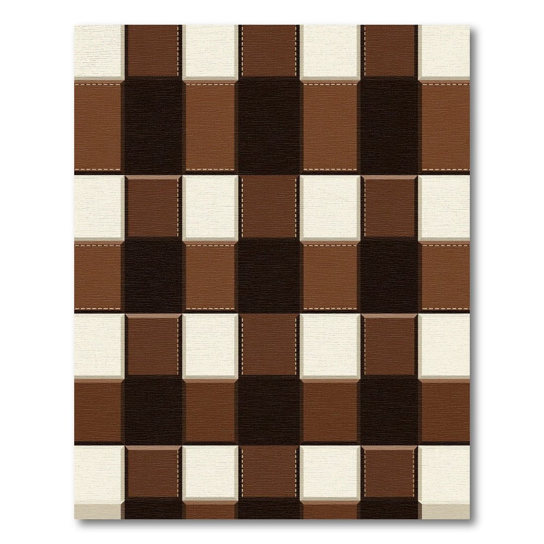 Chocolate Brown Stitched Checkerboard Rug