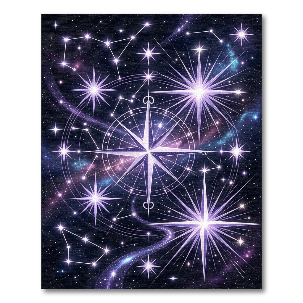 Cosmic Lavender Star Compass Rug