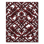 Ornate Crimson Baroque Heart Scroll Rug