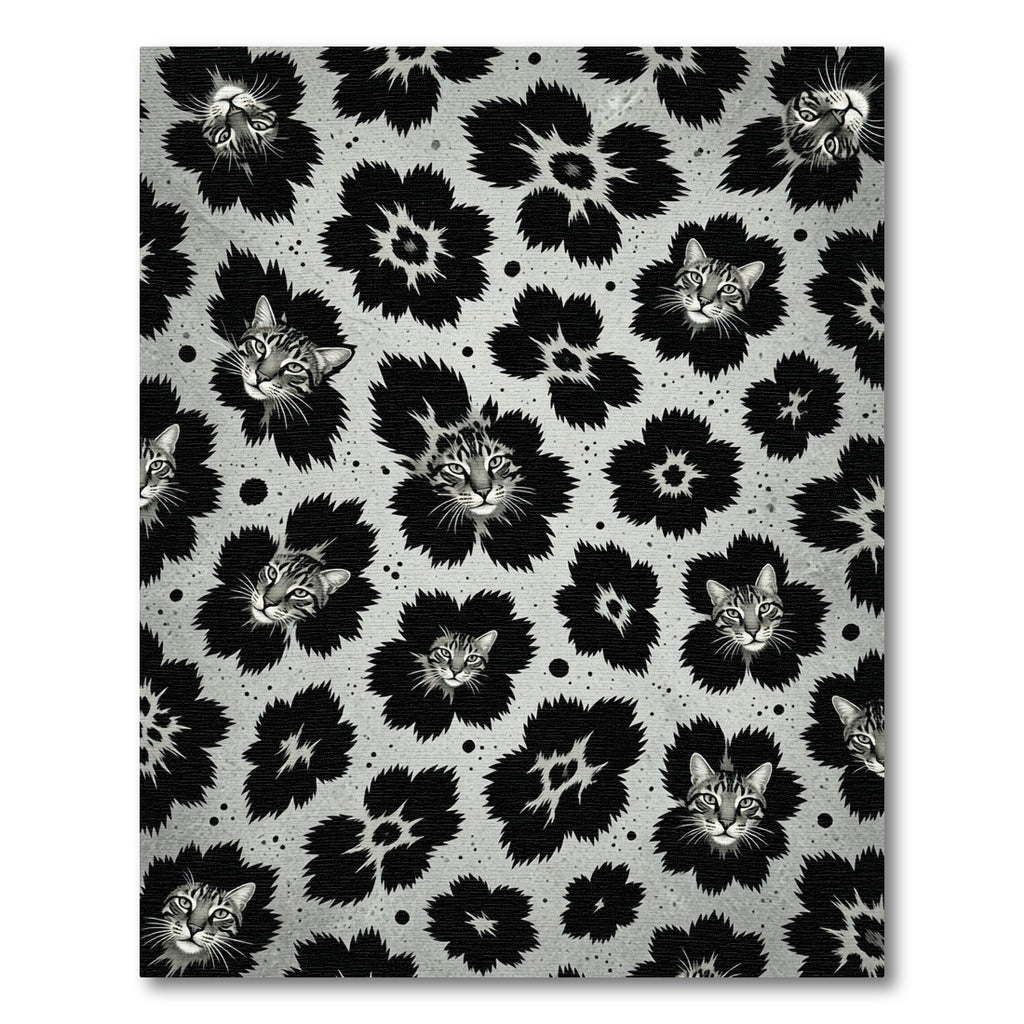Gray Feline Flower Collage Rug