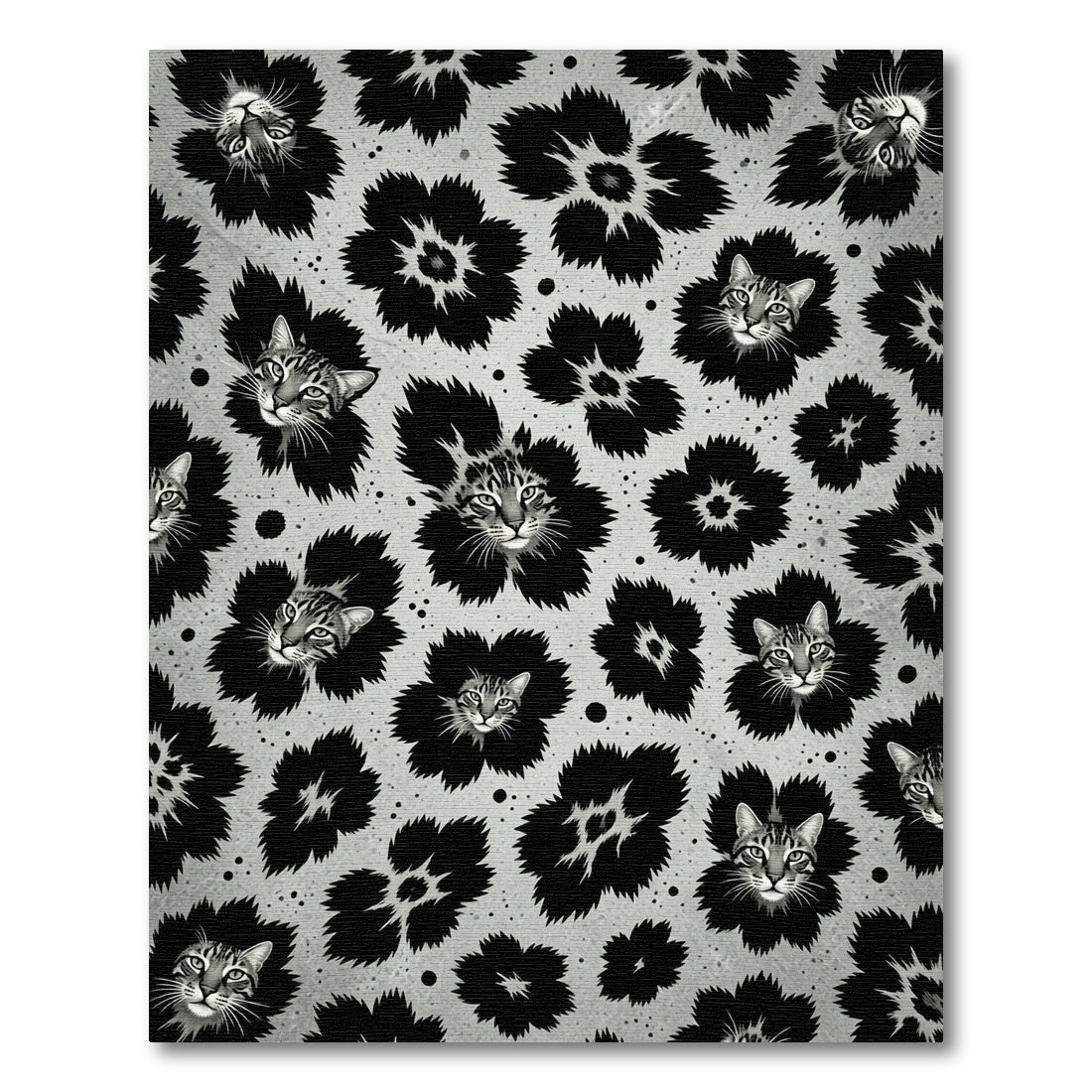 Gray Feline Flower Collage Rug