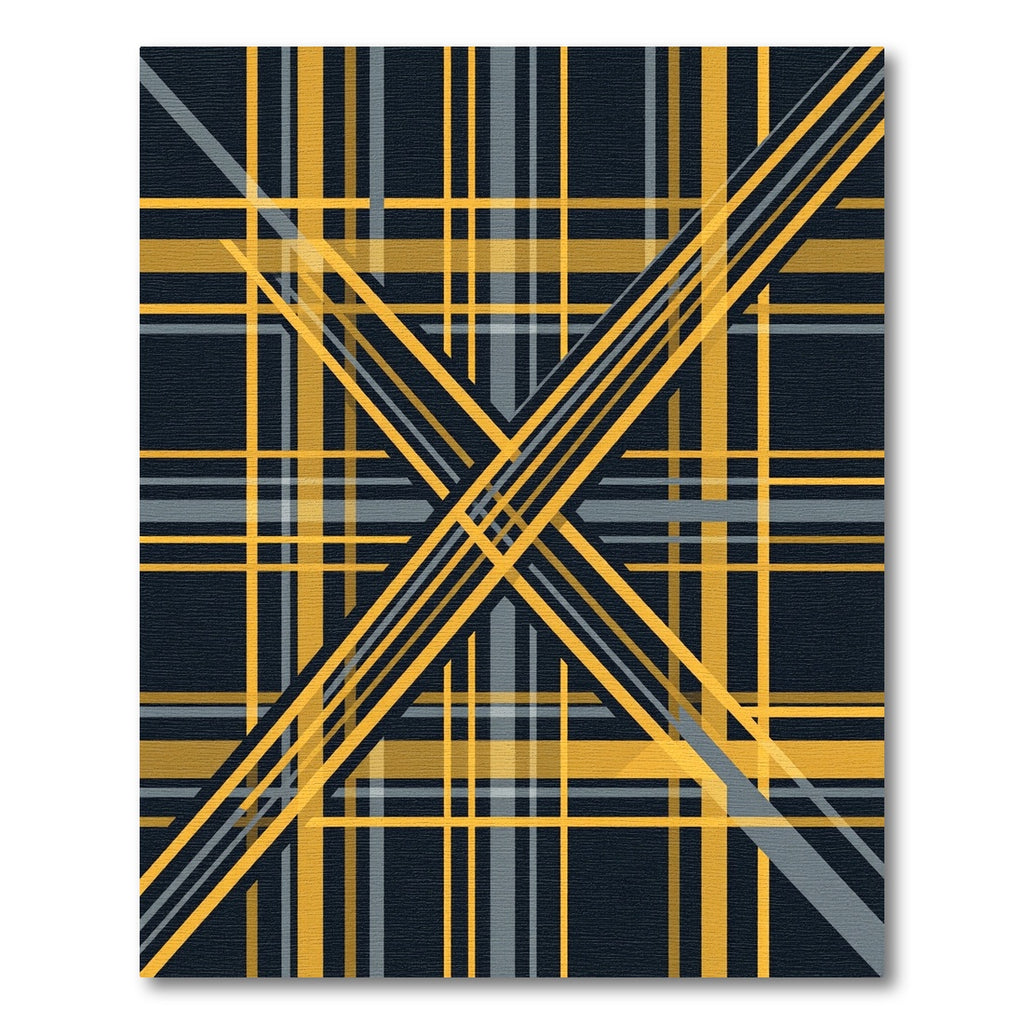 Dark Yellow Gray Plaid Overlay Rug