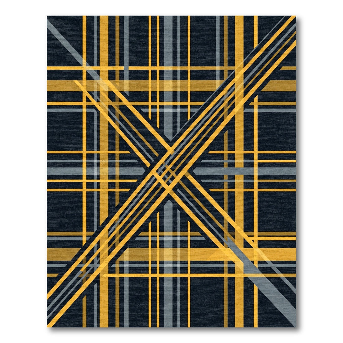 Dark Yellow Gray Plaid Overlay Rug