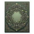 Ornate Green Leaf Scroll Framing Rug
