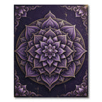 Ethereal Gold Purple Lotus Mandala Rug