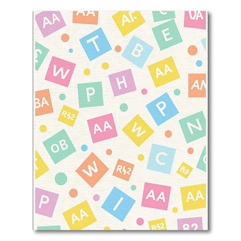 Pastel Alphabet Blocks Scattered Pattern Rug