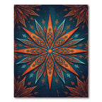 Ornate Navy and Copper Starburst Rug