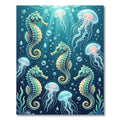 Aquatic Seahorse Jellyfish Swirls Rug
