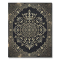 Royal Gold Crown Floral Damask Medallion Rug