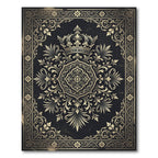 Royal Gold Crown Floral Damask Medallion Rug