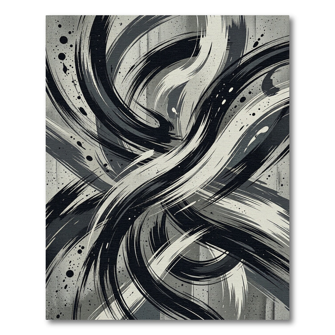 Monochrome Brush Stroke Dynamic Swirl Rug