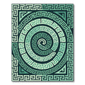 Modern Emerald Greek Key Spiral Rug