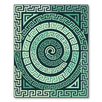 Modern Emerald Greek Key Spiral Rug