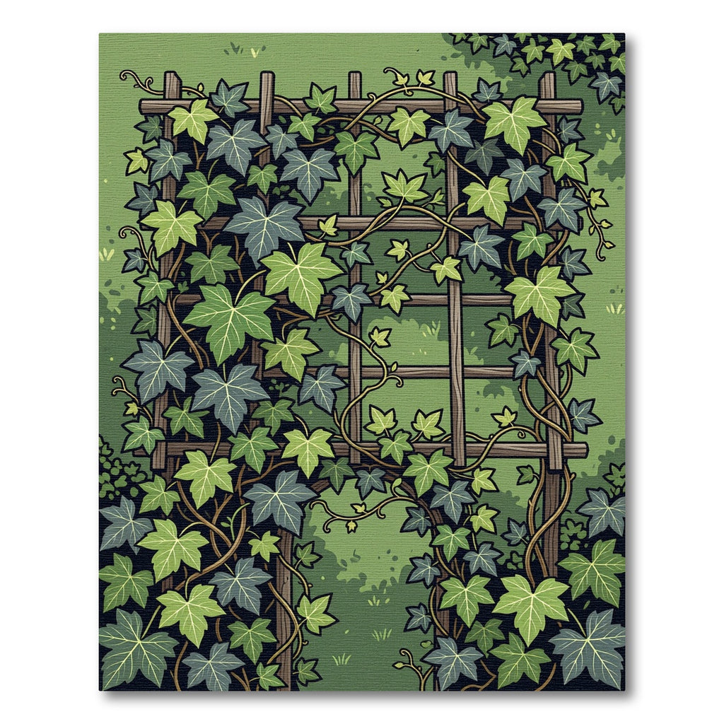 Lush Green Ivy Trellis Foliage Rug