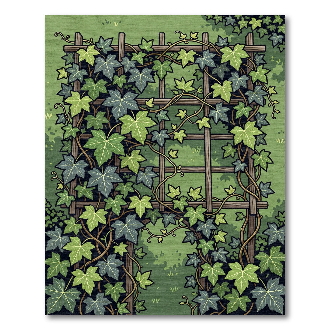 Lush Green Ivy Trellis Foliage Rug