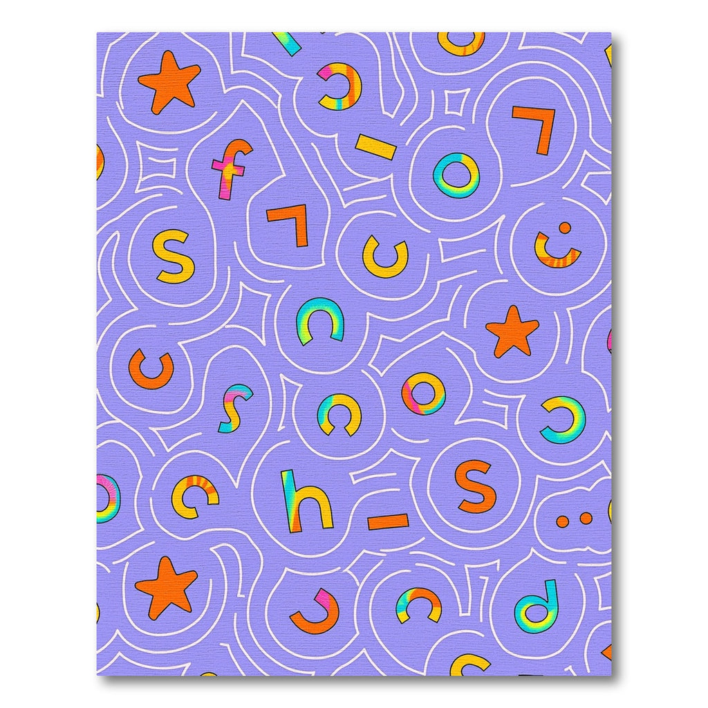 Retro Rainbow Alphabet Stars Swirls Rug