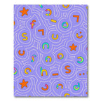 Retro Rainbow Alphabet Stars Swirls Rug