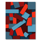 Modern Blue Red Geometric Montage Rug