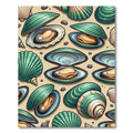Iridescent Teal Shell and Pearl Illustration Rug