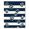 Navy and Cream Whimsical Paw Striped Rug