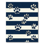 Navy and Cream Whimsical Paw Striped Rug