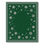 Deep Green White Snowfall Snowflake Rug