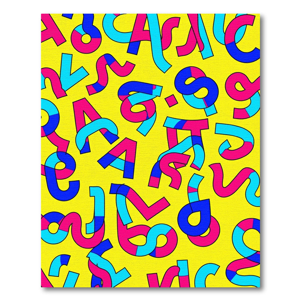 Bold Yellow Blue Pink Abstract Shapes Rug