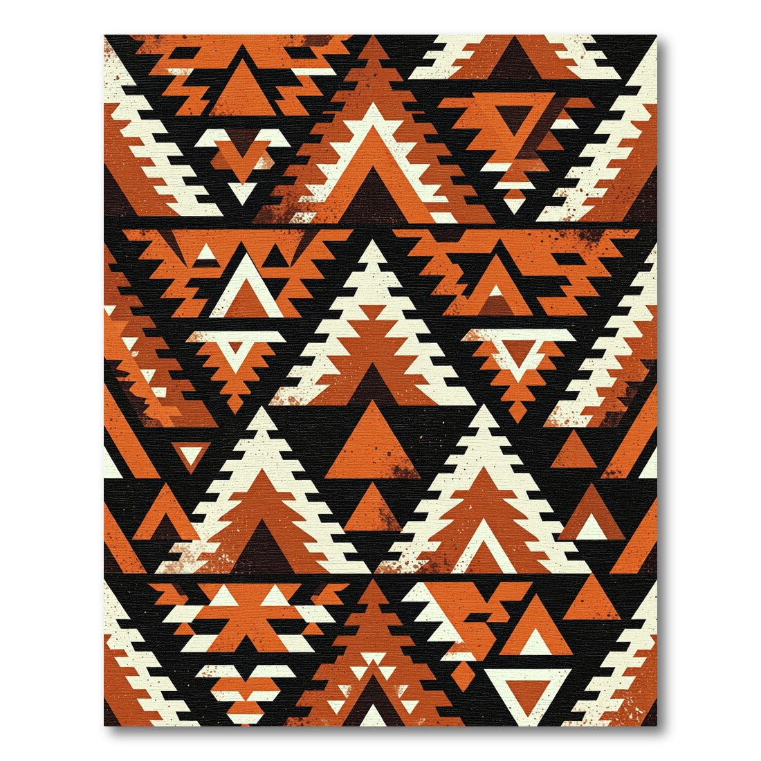 Rustic Orange Tribal Triangle Array Rug