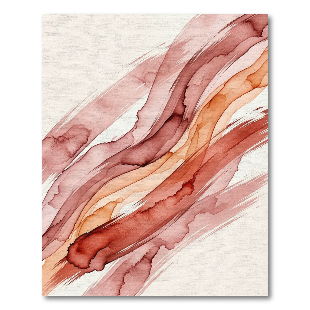 Abstract Terracotta Blush Fluid Wave Rug