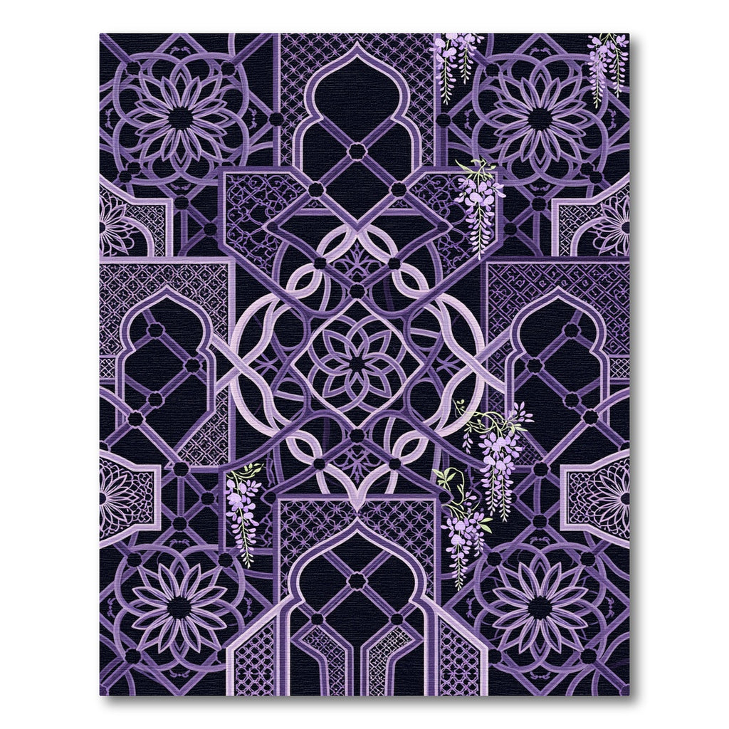 Elegant Purple Wisteria Geometrical Lattice Rug