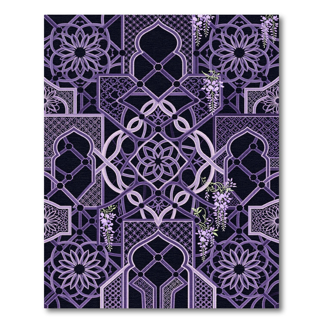 Elegant Purple Wisteria Geometrical Lattice Rug