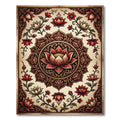 Intricate Crimson Lotus Medallion Floral Rug