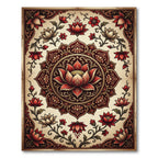 Intricate Crimson Lotus Medallion Floral Rug