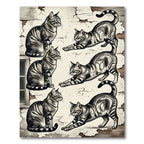 Monochromatic Tabby Cat Illustration Rug