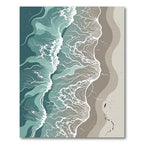 Abstract Teal Ocean Shore Wave Rug